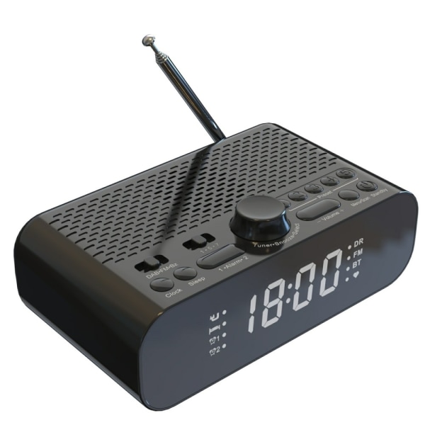 LED-näyttö Digitaalinen herätyskello Bluetooth-kaiutin FM/DAB-ra Black