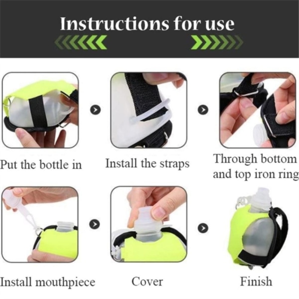 Vrist Hands-Free Mini Sport vattenflaska för löpning gym Grön gul