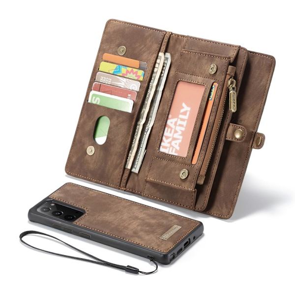 CASEME Samsung Galaxy Note 20 Retro läder plånboksfodral Brun