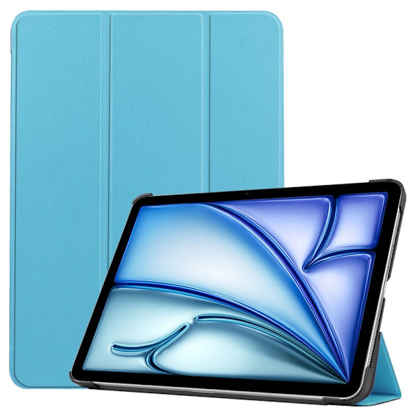 Til iPad Air 11 (2024) Etui Tre - fold Stativ Tablet Cover - LysBlå Light blue