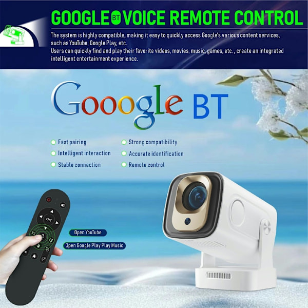 HY260 Pro -projektori 1 Gt + 8 Gt Android 11.0 WiFi6 BT5.4 Kotiteatteri 200 ANSI Lumenia White