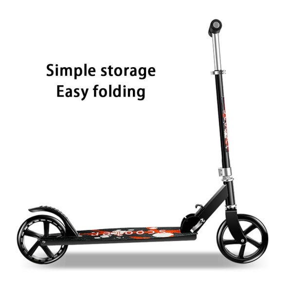 Folding scooter i aluminiumlegering Ekstra bred 200 kilo Black