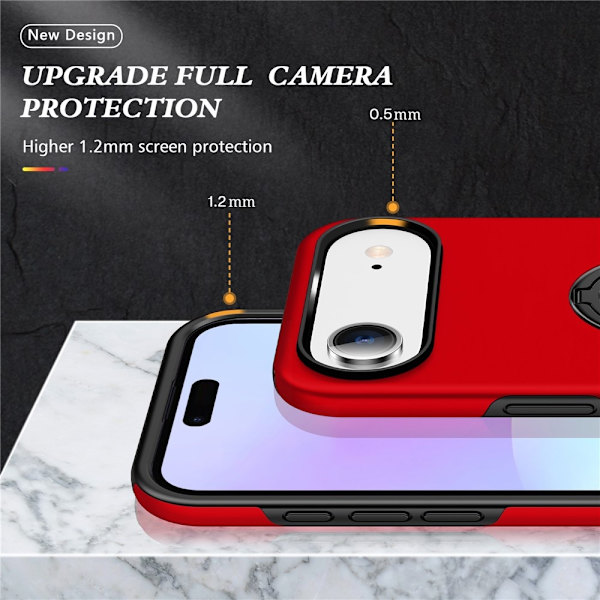 Til iPhone Air Finger Ring Kickstand Hybrid Taske Red