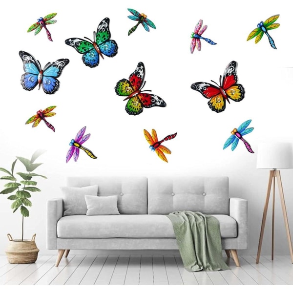 Art 3D Butterfly Seinään ripustettava sisustus Puutarhapihan kotikoriste - punainen- Red