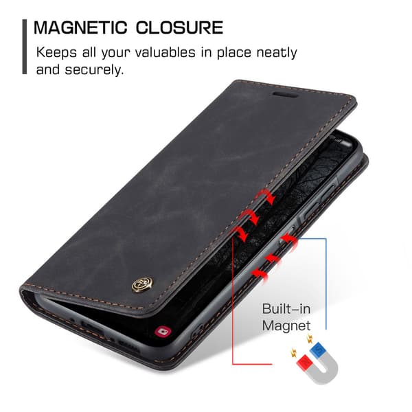 CASEME Retro Lompakkokotelo Samsung Galaxy A17 - Musta Black