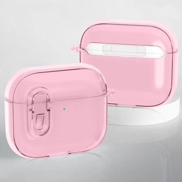 För AirPods 4 hörlurar Fodral Snap Switch Ice Crystal Clear Skal - Transparent Rosa Rosa