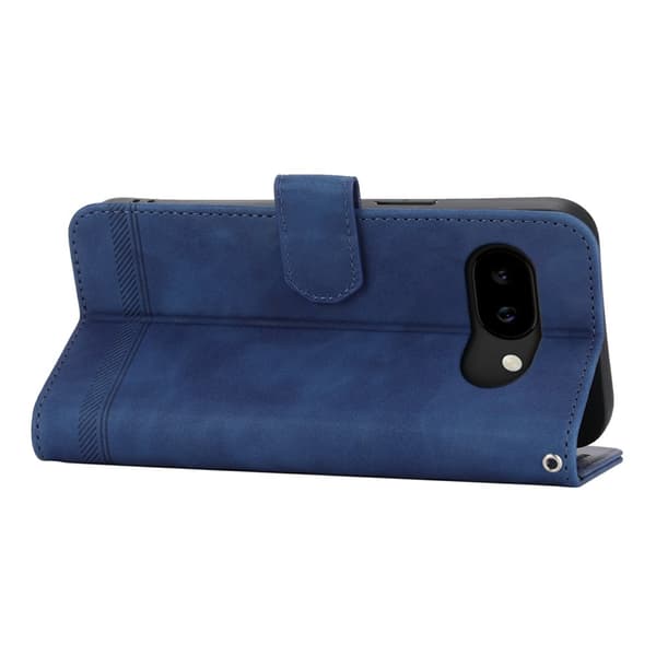 DIERFENG Google Pixel 10a Lompakkokotelo Linjakuvio Teline ja Rannelenkki Blue