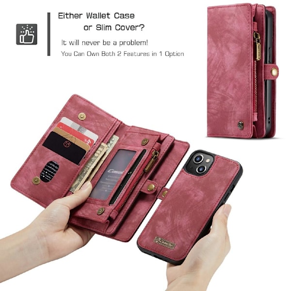 CASEME iPhone 13 Mini 2-in-1 Wallet Phone Shell - Red Red
