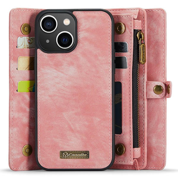 CASEME iPhone 15 Retro plånboksfodral - Rosa Rosa