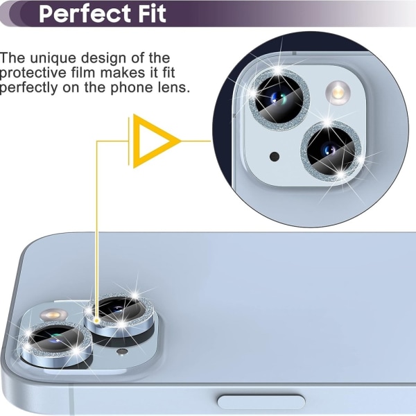 iPhone 15 / 15 Plus Ring Circle Lens -elokuvasetti Glitter Blue