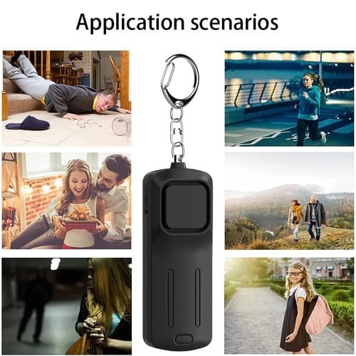 Emergency Alarm Assault Protection Portable Self Defense 130dB Loud Hanging Keychain Black