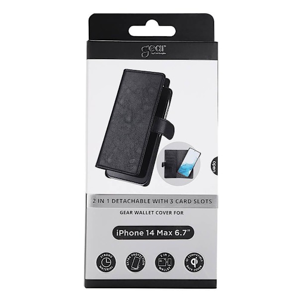 GEAR Lommebok - deksel 2in1 Svart til iPhone 14 Plus Black