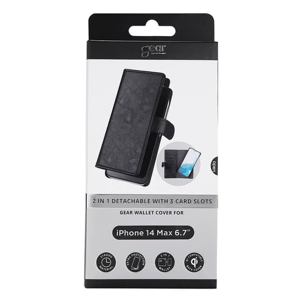 GEAR Lompakko Musta iPhone 14 Plus 2in1 Magneettisuojus Black