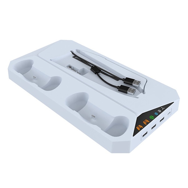 IPLAY for Sony PS5 Slim Digital / Disc Edition Kjølestativ Dual Controller Ladestasjon Headsethenger White