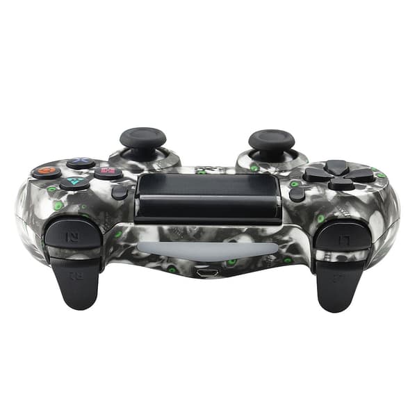 Trådløs spillkontroller for Sony PS4 Bluetooth-gamepad med vibrasjon - Skull Print Grey