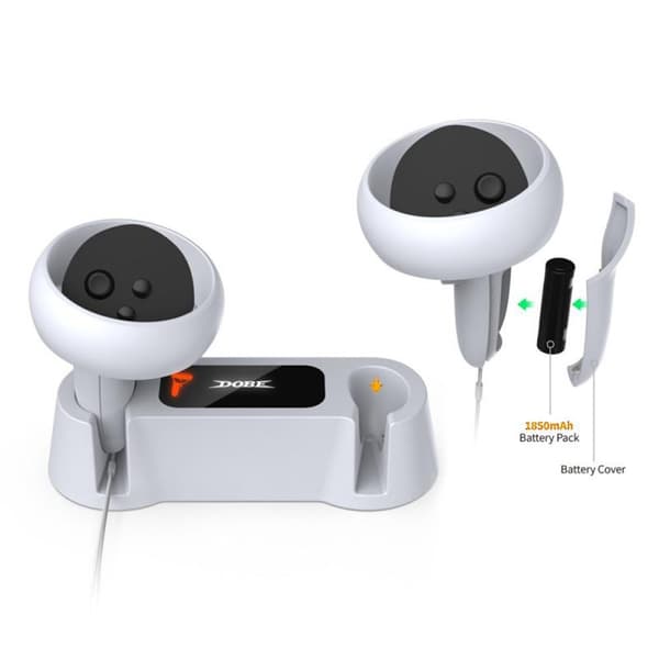 DOBE ladestasjonskontrollerlader kompatibel med Oculus Quest 2 VR White