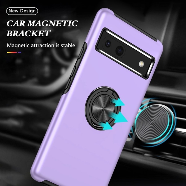 For Google Pixel 8a Finger Ring Kickstand Hybrid Case Purple