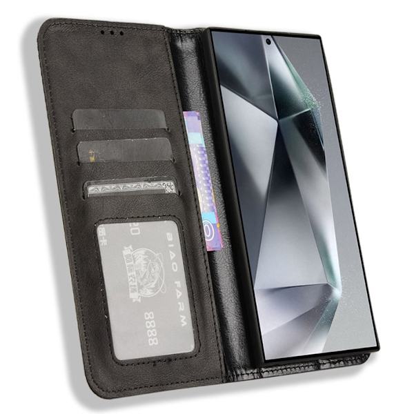 Lompakkoteline Käännettävä puhelinkotelo Samsung Galaxy S24 Ultra- musta Black