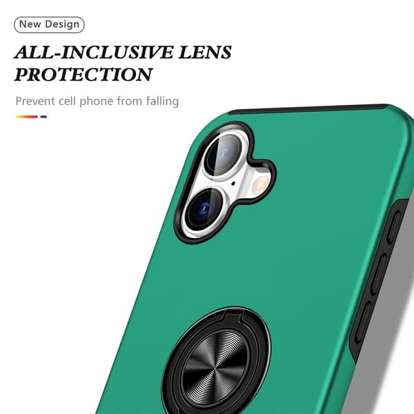 For iPhone 17 Hybrid-deksel med Fingerring Green