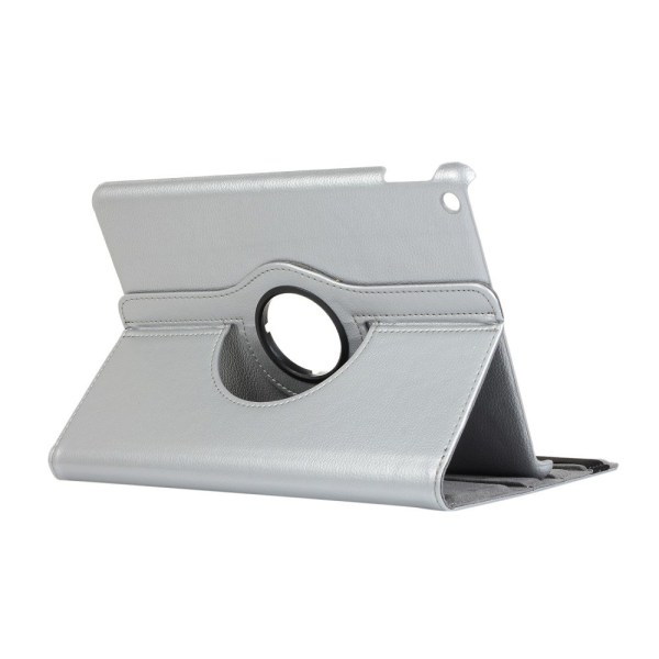 Apple iPad 10.2 2021/2020 Litchi Texture Stand Tabletetui - Sølv Silver