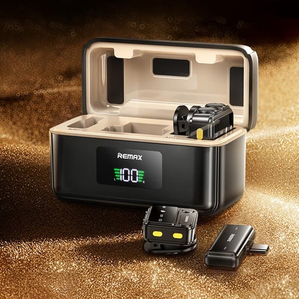 Trådløs Lavalier-mikrofon Digitalt display En-til-to mikrofoner - USB-C Black