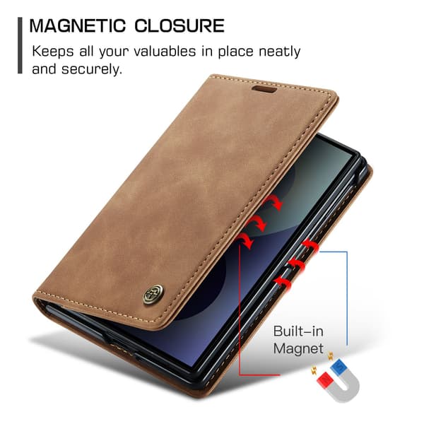 CASEME Telefonplånboksfodral med stöd till Samsung Galaxy Z Fold8 Brun
