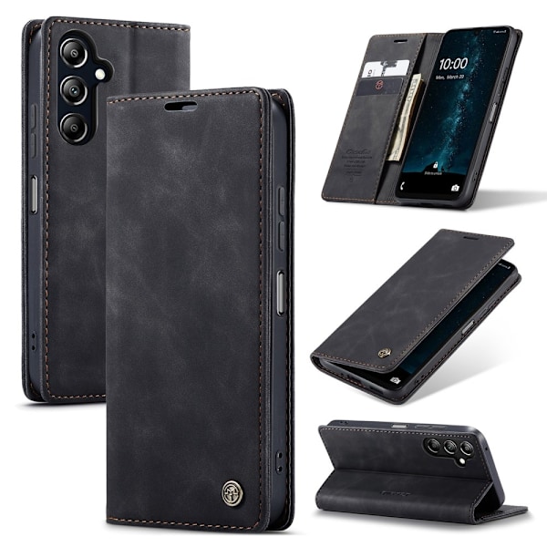 CASEME Retro Wallet Case for Samsung Galaxy A16 - Black Black