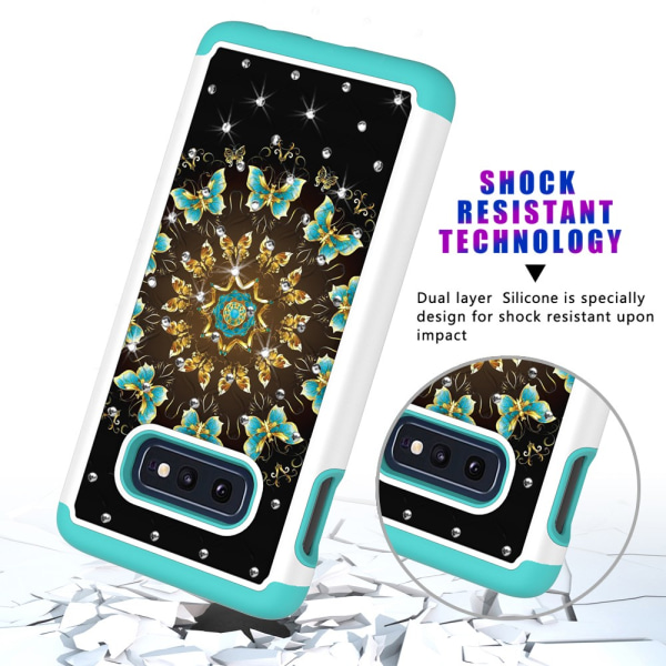 Samsung Galaxy S10e Pattern PC TPU -puhelimen kuori - Pretty Butterfl Black