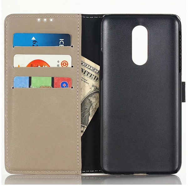 Retro Style Wallet Stand Cover for OnePlus 7 - Beige Beige