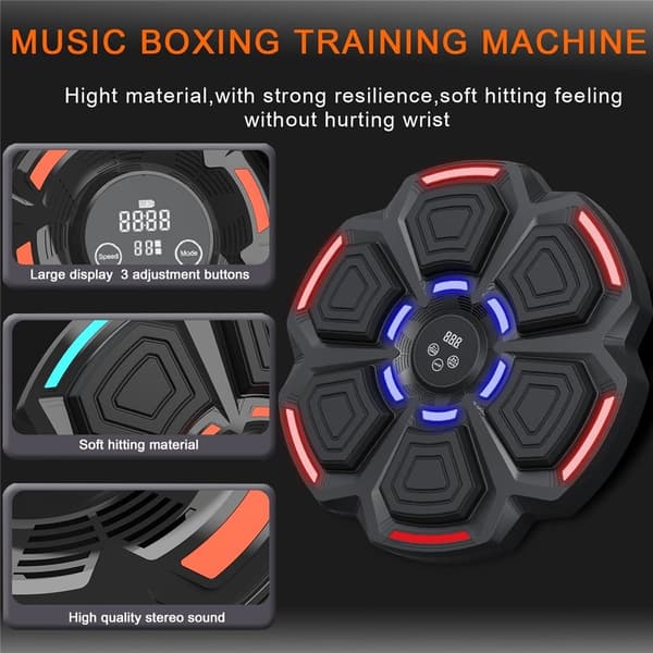 Träna Boxning väggmonterad musikboxning digital boxningsutrustning + handskar Svart