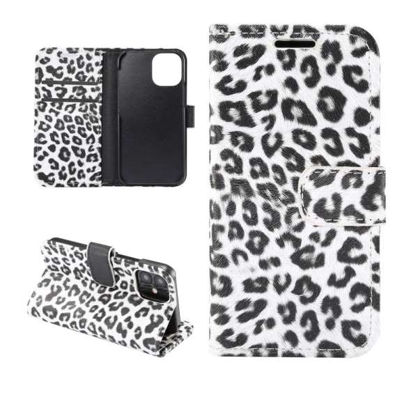 Leopardikuvioinen lompakkokansi iPhone 12 Minille White