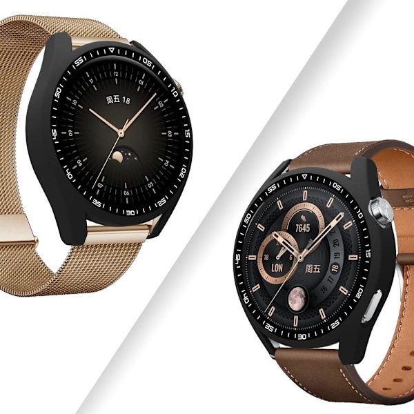 Huawei Watch GT 3 46mm kellon kotelon kehys karkaistulla lasilla musta Black
