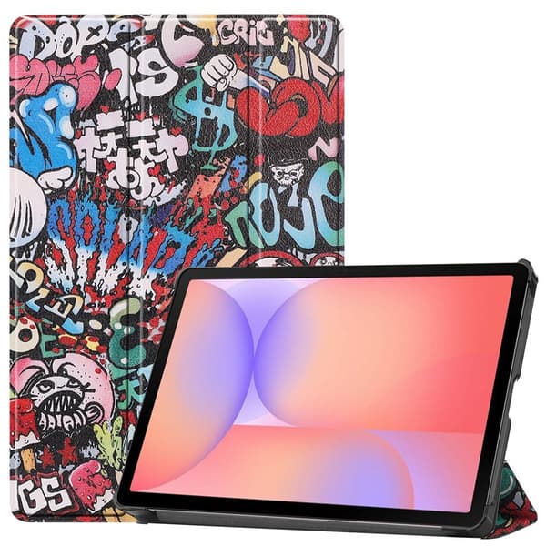 Samsung Galaxy Tab S10 Lite / S10 FE / S9 FE Kotelo Kuvioilla ja Jalustalla - Graffiti Multicolor