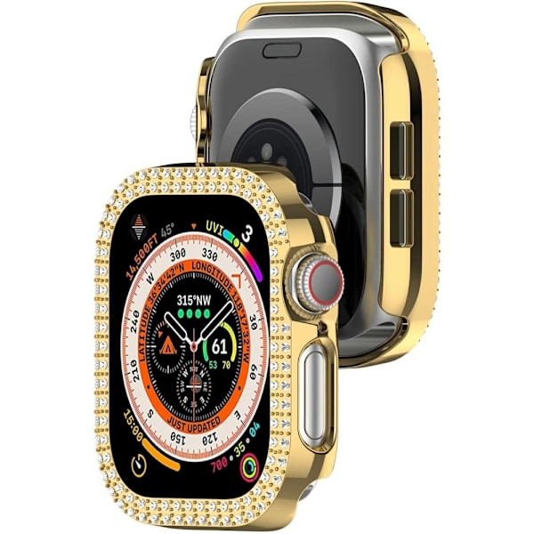 For A Watch Series 10 42mm Case Cover Frame Bling Rhinestone Decor - Gull Gold