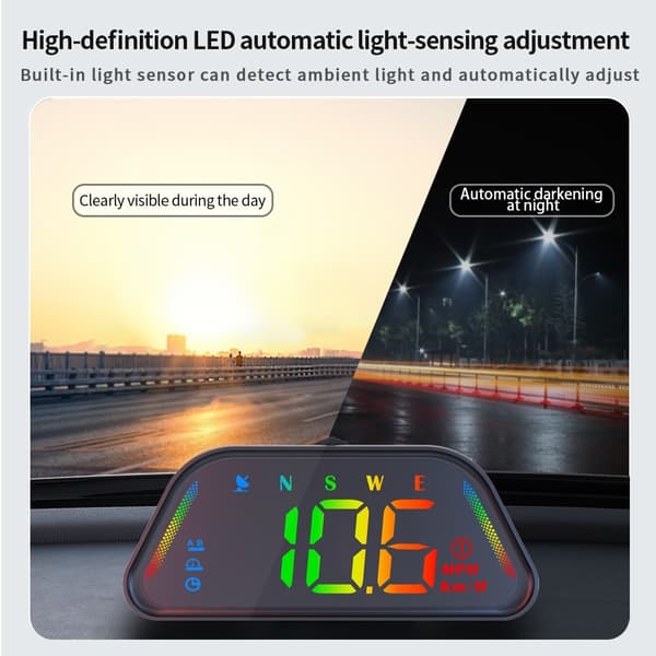 Hastighetsmätare GPS-HUD (Head-Up Display) kompass höjdmätare auto på-/av Blå