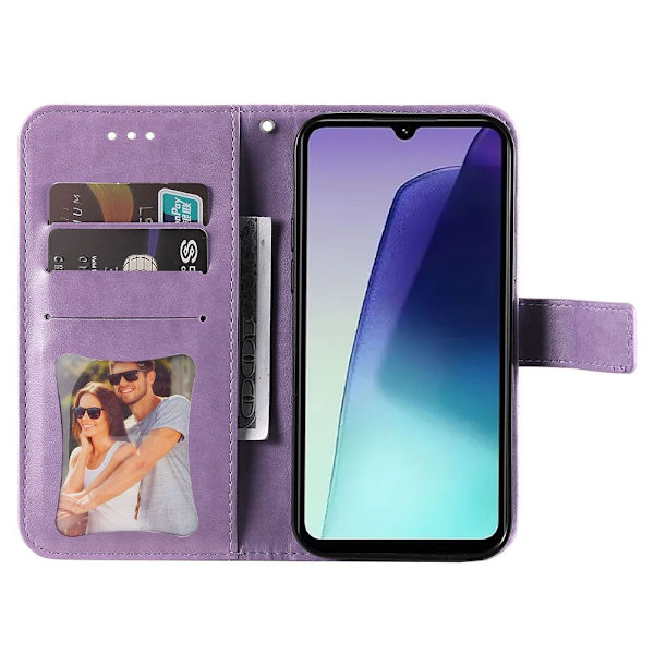 Til Xiaomi Redmi 14C Tegnebogsetui med Blomstermønster og Standerfunktion Purple