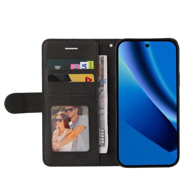 Til Google Pixel 10a Lommebokdeksel med Stativ Tofarget Design - Svart Black