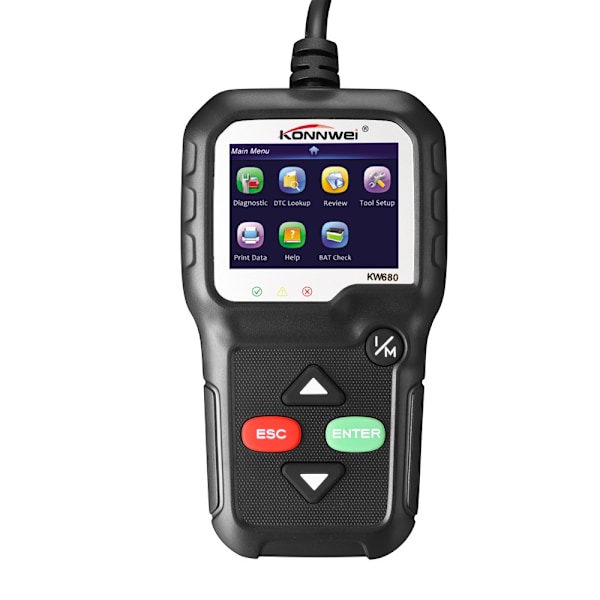 KONNWEI KW680 OBDII/EOBD Scanner OBD2 CAN-buskodelæser - sort