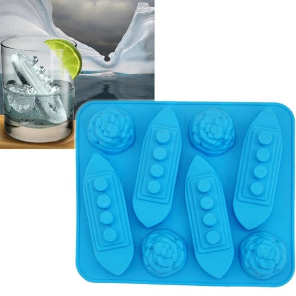 Ice Cube Maker Bakkeform Kreativ Titanic-formet festdrink vin - blå Blue