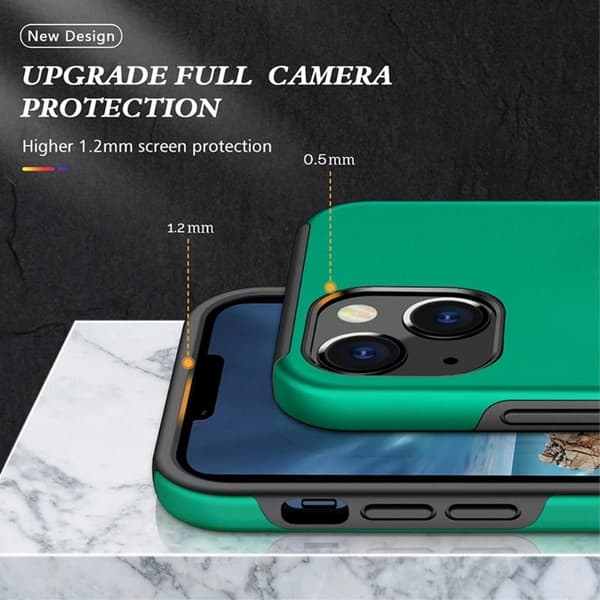 iPhone 14 Plus Finger Ring Kickstand Hybrid Case - Grønn Green