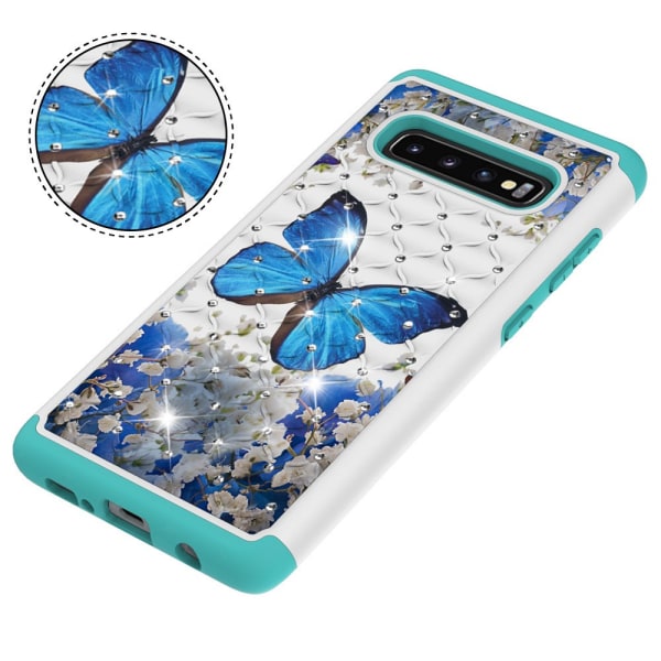 Samsung Galaxy S10+ TPU-Skal Armor Extra Tåligt - Blue Butterfly Blå