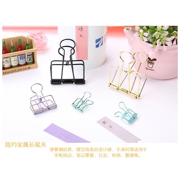 3 Pcs Hollow Metal Binder Clips Home Office Paper Holder Small - Mixed Colours Gold