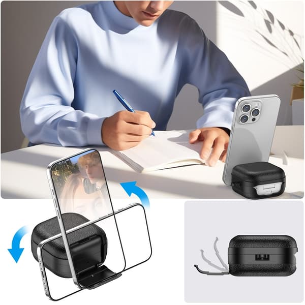 Til Samsung Galaxy Buds4 / Buds4 Pro Beskyttende Etui Dæksel Stand Lås Krog Black