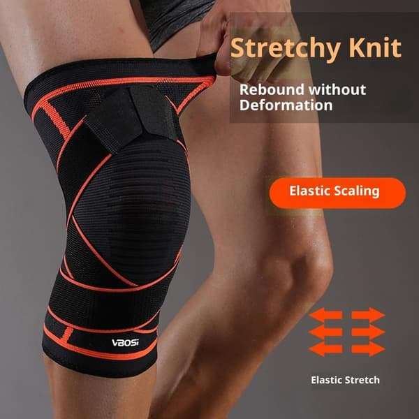 1 stk. Elastisk stabil støtte til knæ Knæstøtte Knæbeskytter Patellavarme - M - Sort Black