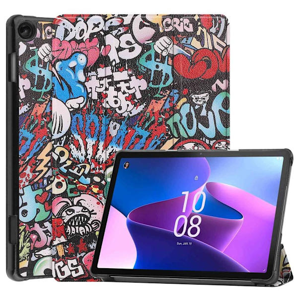 Trifold Stativdeksel for Lenovo Tab M10 (Gen 3) - Graffiti Multicolor