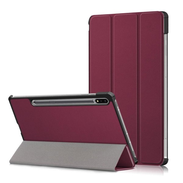 Trifoldet stativ Smart Taske til Samsung Galaxy Tab S7 FE/Tab S7 Wine red