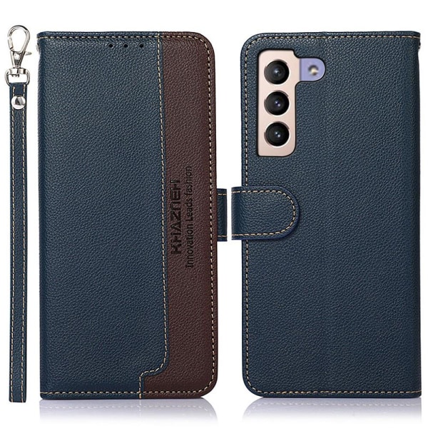 KHAZNEH RFID Block Samsung Galaxy S22+ Plånboksfodral - Blå/Brun Blå