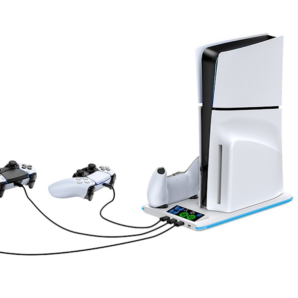 Laderstasjon for Sony Playstation 5 PS5 Slim kjølestasjon Dobbel kontrollerlader Grey