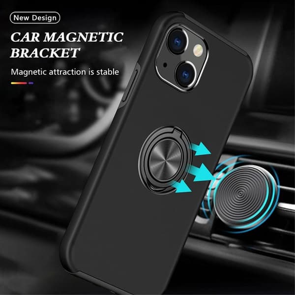 iPhone 14 Plus Hybrid Deksel Med Fingerring - Svart Black