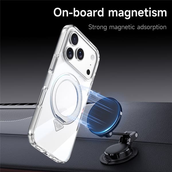 Til iPhone 17 Pro Max Skal SULADA Magnet med Kickstand TPU + PC Klar Transparent